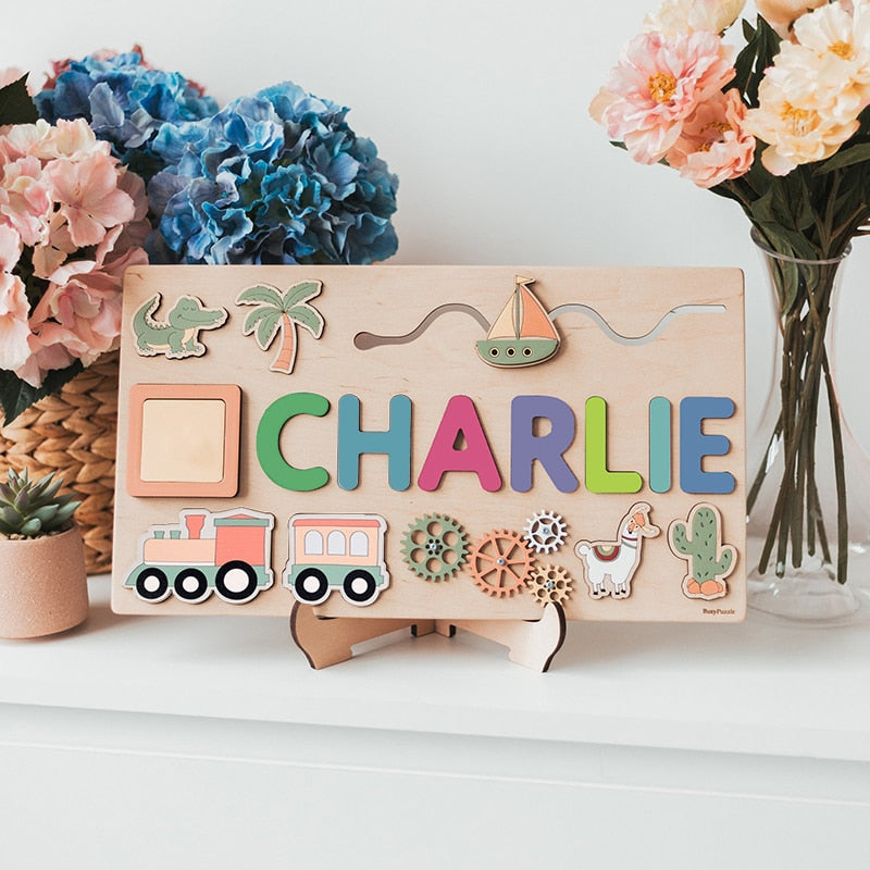 Personalized Wooden Name Puzzle Educational Toys For Toddlers Custom First Name Early Learning Gifts For Kids Baby Boy &amp;girl