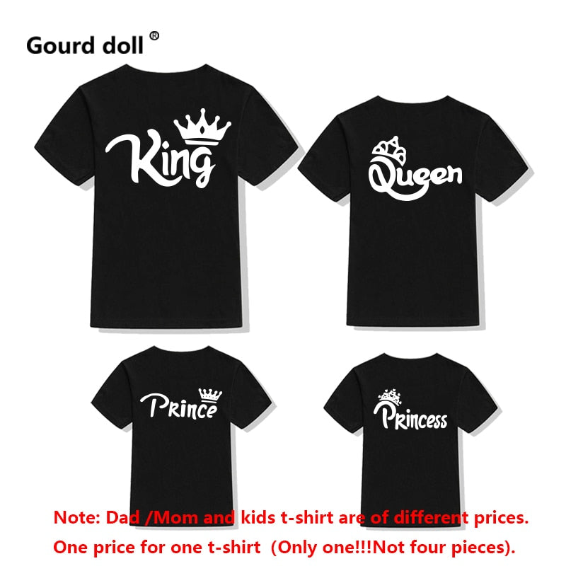 Family tshirt Mommy Daddy and Me baby Matching KING QUEEN princess Clothes Family Matching Outfits Look Baby Girl Boy Clothing.  King, Queen, Prince, and Princess t-shirts