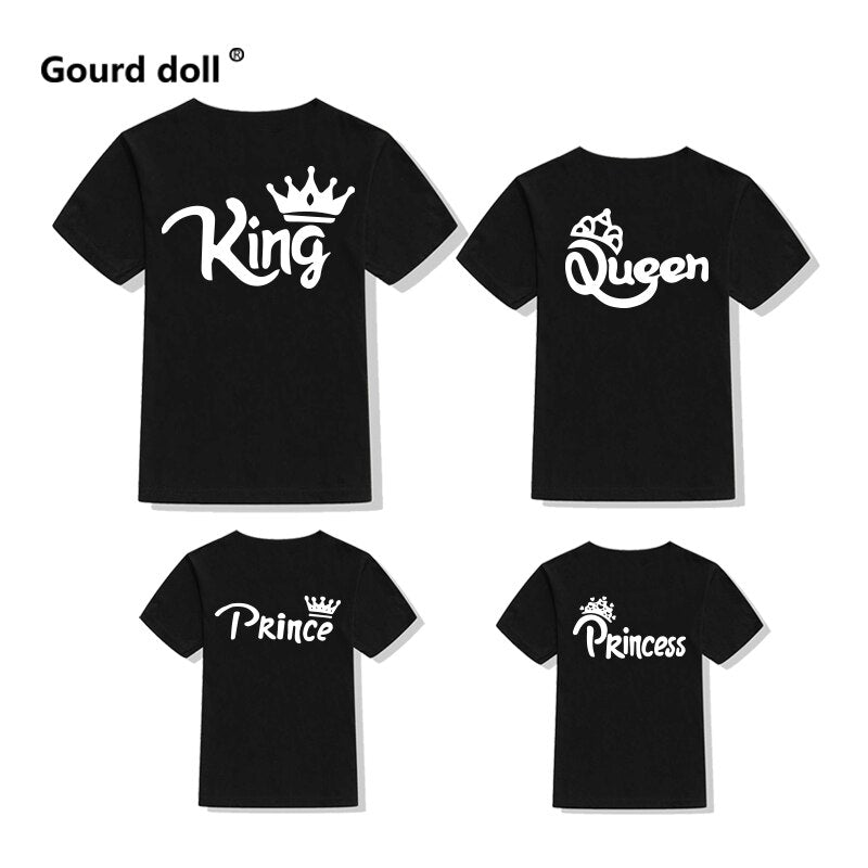 Family tshirt Mommy Daddy and Me baby Matching KING QUEEN princess Clothes Family Matching Outfits Look Baby Girl Boy Clothing.  King, Queen, Prince, and Princess t-shirts