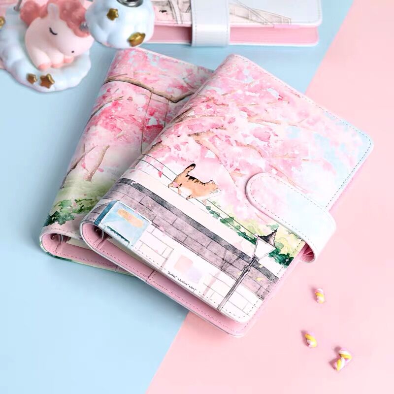 Sharkbang Cherry Blossoms Sakura 80 Sheets A6 Loose-leaf Notebook Journals Agenda Planner Gift Box Set Kawaii Bullets Stationery