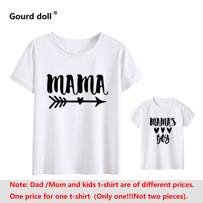 Family Fashion matching short t shirt mommy and girl son letters mama boys clothes t shirt little baby kids outfits Look Tops.  Mama & Mama's Boy