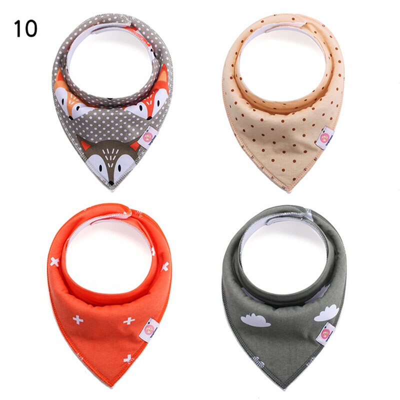 4 Pcs/lot Baby Bibs Cotton Thick Water Absorption Baby Scarf Newborn Bib Boys Girls Fashion Triangle Towel Kids Thing