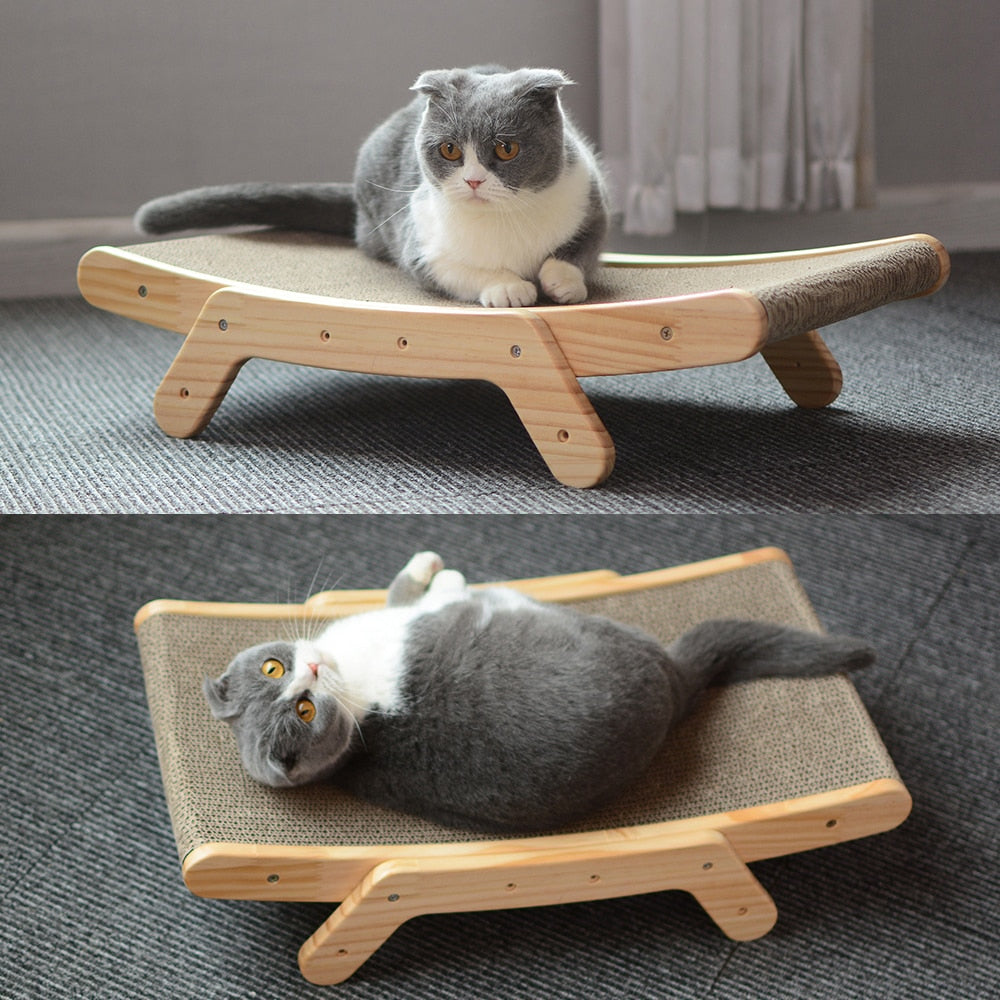 Cat Scratcher Board Wooden Frame Cat Scratching Bed Anti-Scratch Toys Claw Couch Scraper For Cats