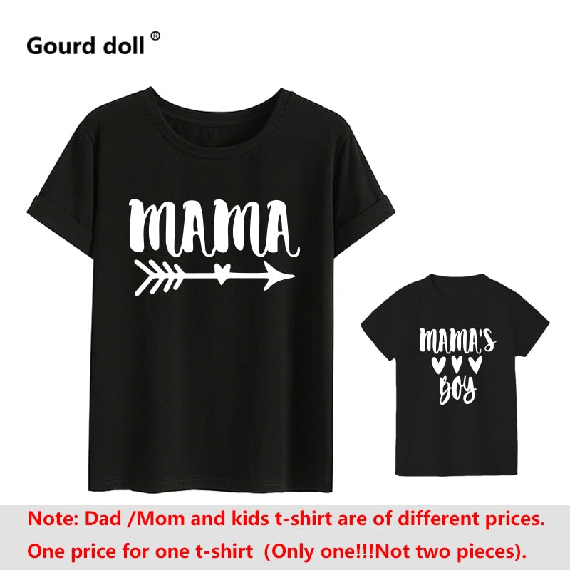 Family Fashion matching short t shirt mommy and girl son letters mama boys clothes t shirt little baby kids outfits Look Tops.  Mama & Mama's Boy