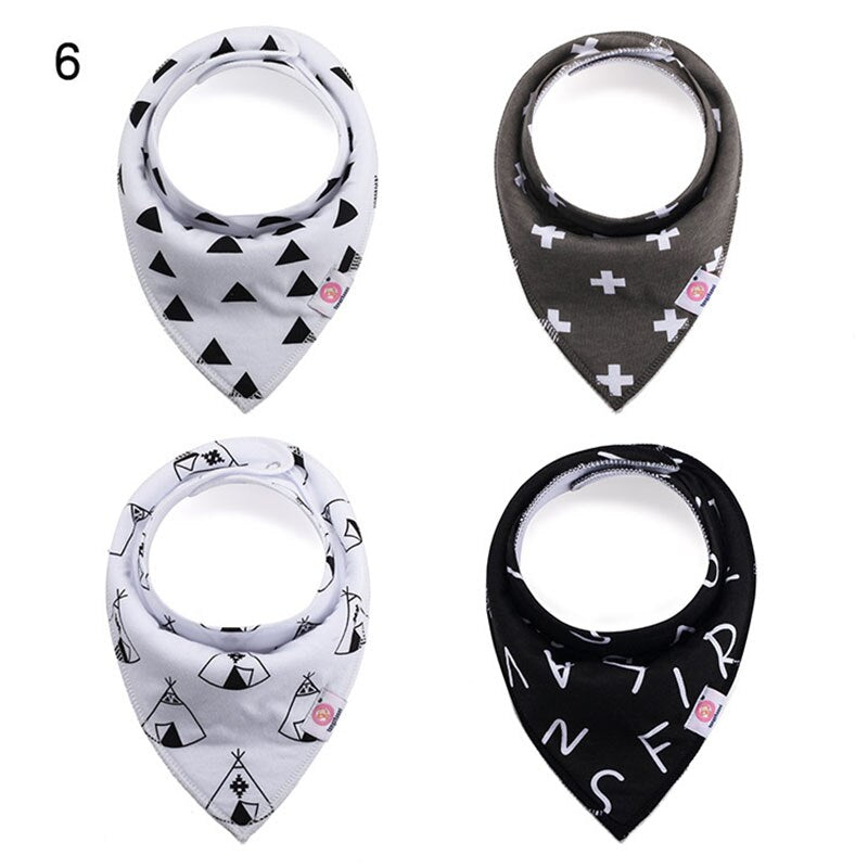 4 Pcs/lot Baby Bibs Cotton Thick Water Absorption Baby Scarf Newborn Bib Boys Girls Fashion Triangle Towel Kids Thing