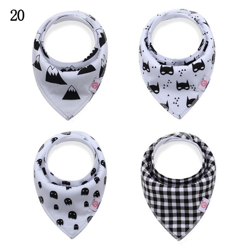 4 Pcs/lot Baby Bibs Cotton Thick Water Absorption Baby Scarf Newborn Bib Boys Girls Fashion Triangle Towel Kids Thing