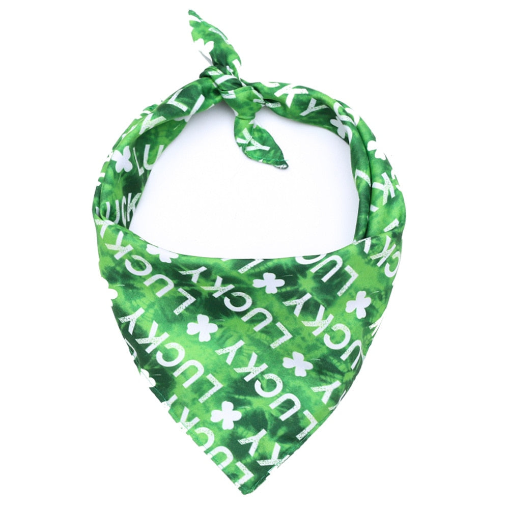 Dog or Cat Bandana For Small Large Dogs Green Lucky Clover Dog Bibs Scarf Washable Cozy Cotton St. Patrick's Day Pet Saliva Accessories