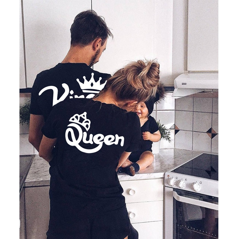 Family tshirt Mommy Daddy and Me baby Matching KING QUEEN princess Clothes Family Matching Outfits Look Baby Girl Boy Clothing.  King, Queen, Prince, and Princess t-shirts