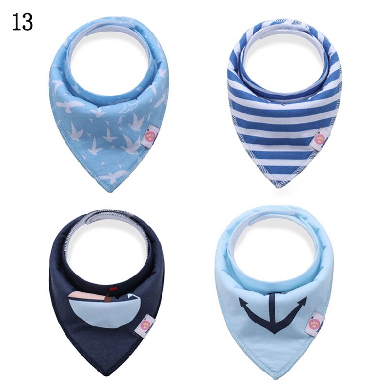 4 Pcs/lot Baby Bibs Cotton Thick Water Absorption Baby Scarf Newborn Bib Boys Girls Fashion Triangle Towel Kids Thing