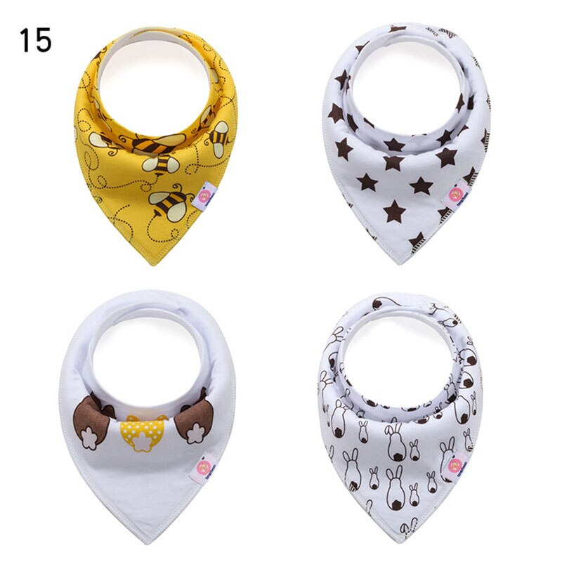 4 Pcs/lot Baby Bibs Cotton Thick Water Absorption Baby Scarf Newborn Bib Boys Girls Fashion Triangle Towel Kids Thing