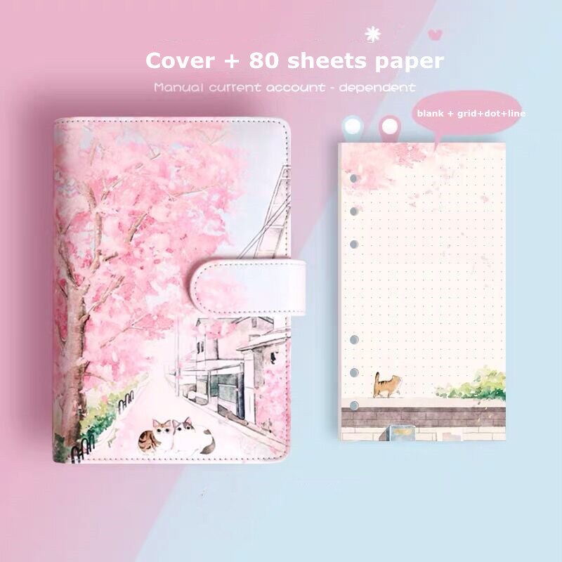 Sharkbang Cherry Blossoms Sakura 80 Sheets A6 Loose-leaf Notebook Journals Agenda Planner Gift Box Set Kawaii Bullets Stationery