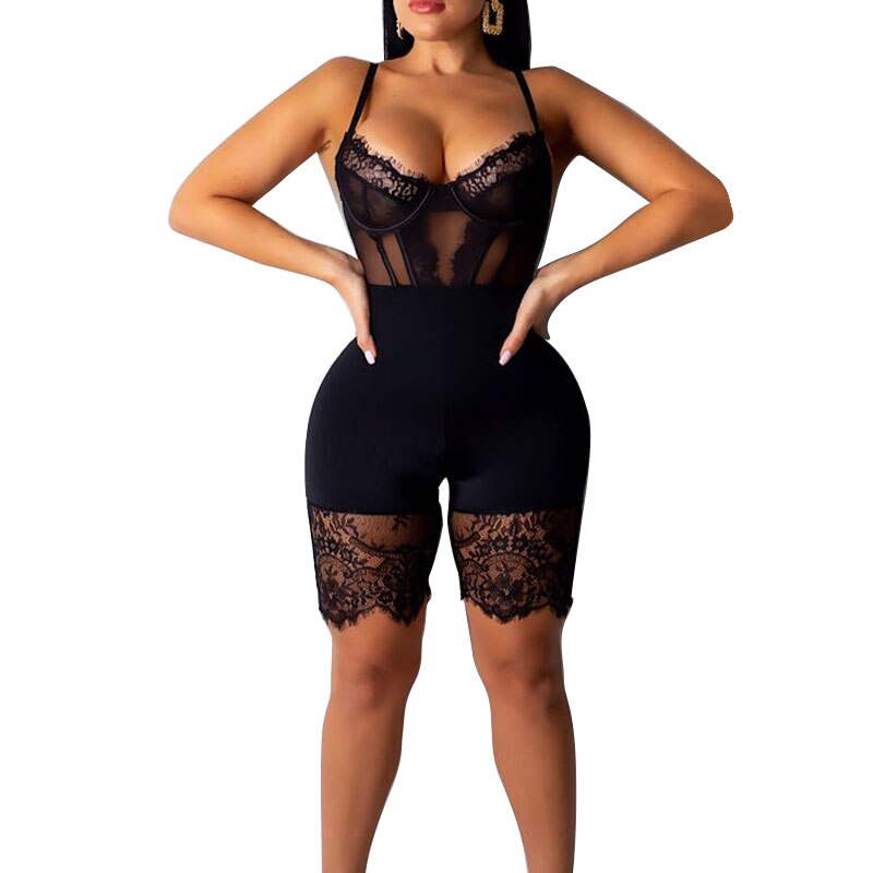 Women Plus Size Romper Clothes Ladies Clubwear Playsuit Female Casual Lace Bodycon Party Jumpsuit Rompers Outfits