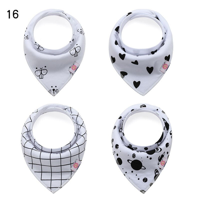 4 Pcs/lot Baby Bibs Cotton Thick Water Absorption Baby Scarf Newborn Bib Boys Girls Fashion Triangle Towel Kids Thing