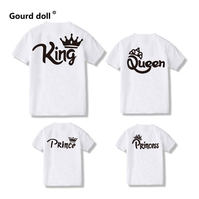 Family tshirt Mommy Daddy and Me baby Matching KING QUEEN princess Clothes Family Matching Outfits Look Baby Girl Boy Clothing.  King, Queen, Prince, and Princess t-shirts