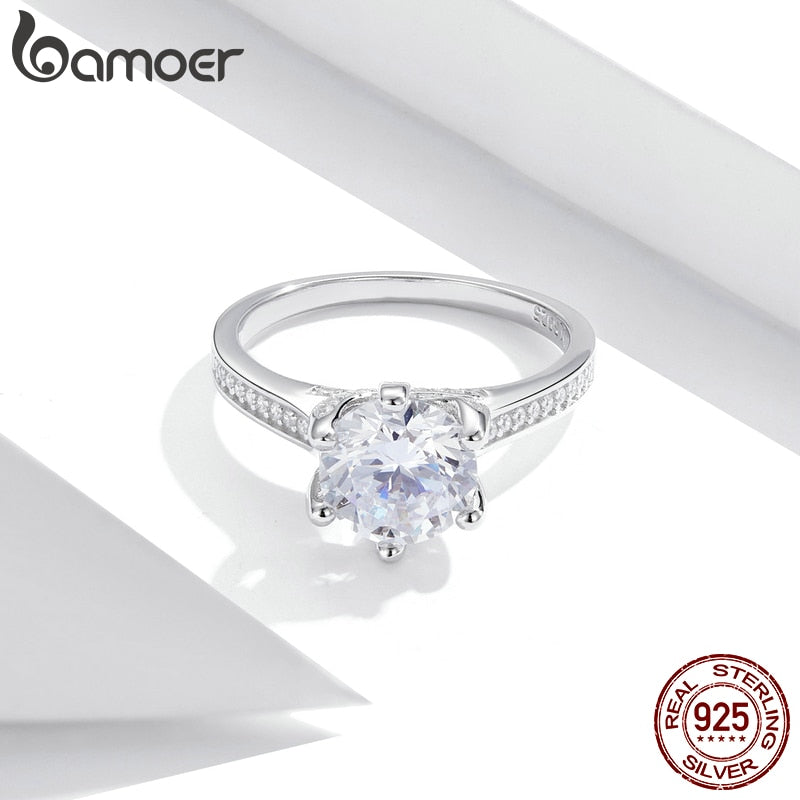 3CT 925 Sterling Silver Engagement Ring Round Cut Cubic Zirconia Love Forever Band for Women Wedding SCR342