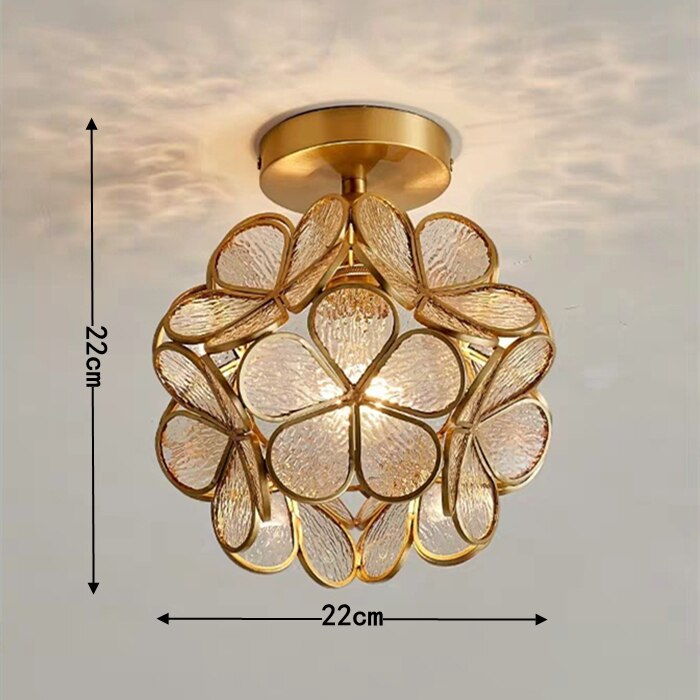 Nordic LED Flower Copper Pendant Lamp Tiffany Glass Kitchen Bedroom Dining Living Room Home Lighting Hotel Hanging Light Fixture