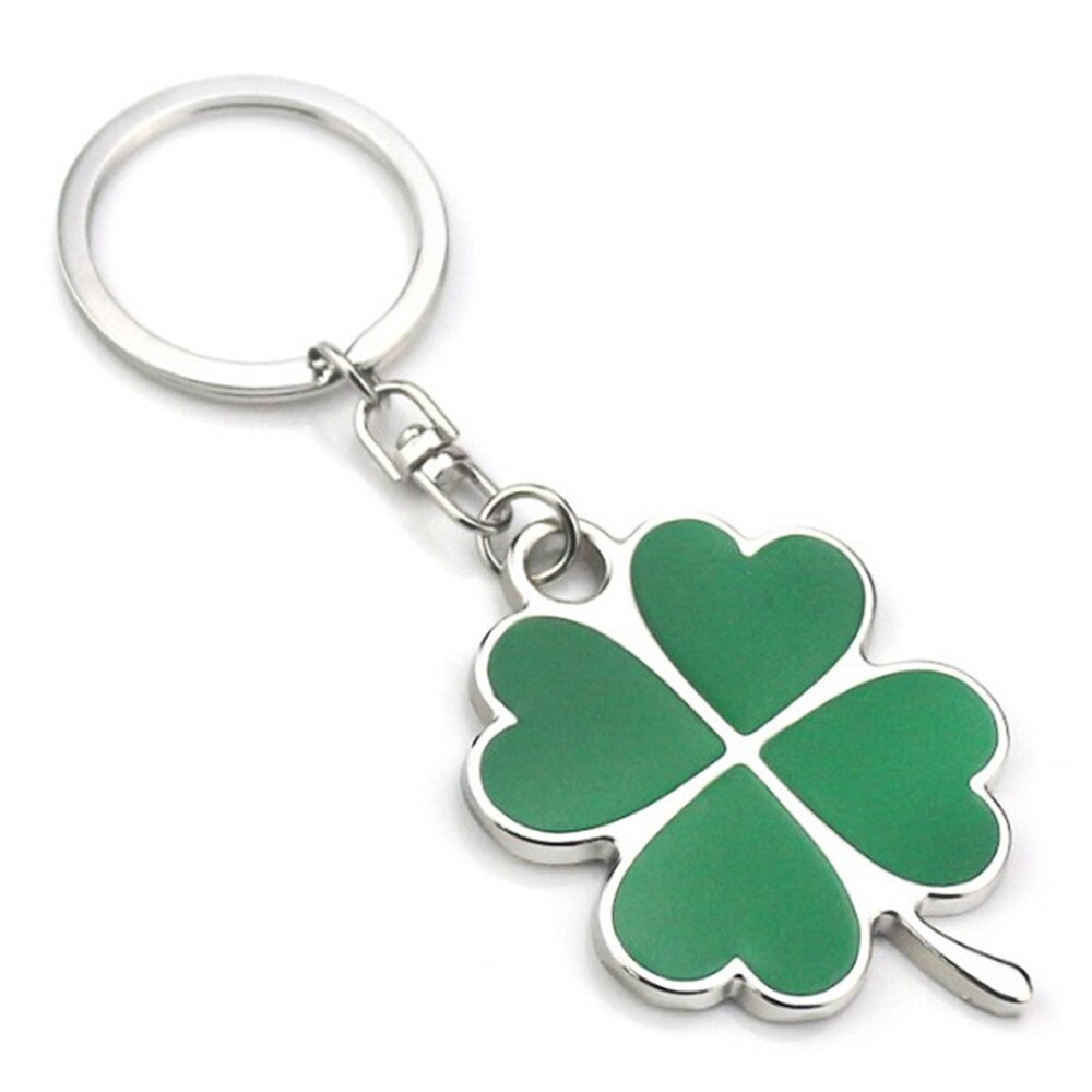 Stainless Green Leave Keychain Fashion Creative Beautiful Four Leaves Clover Steel Lucky Key Chain Key Rings Jewelry