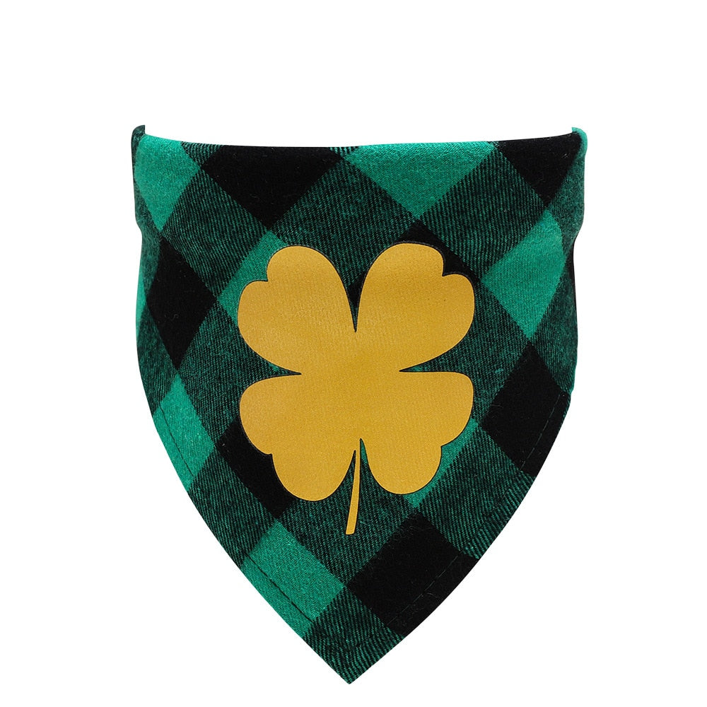 Dog or Cat Bandana For Small Large Dogs Green Lucky Clover Dog Bibs Scarf Washable Cozy Cotton St. Patrick's Day Pet Saliva Accessories