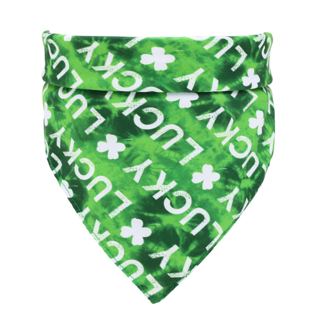 Dog or Cat Bandana For Small Large Dogs Green Lucky Clover Dog Bibs Scarf Washable Cozy Cotton St. Patrick's Day Pet Saliva Accessories