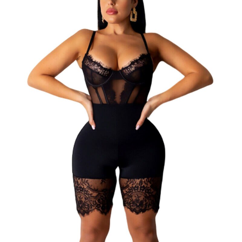 Women Plus Size Romper Clothes Ladies Clubwear Playsuit Female Casual Lace Bodycon Party Jumpsuit Rompers Outfits