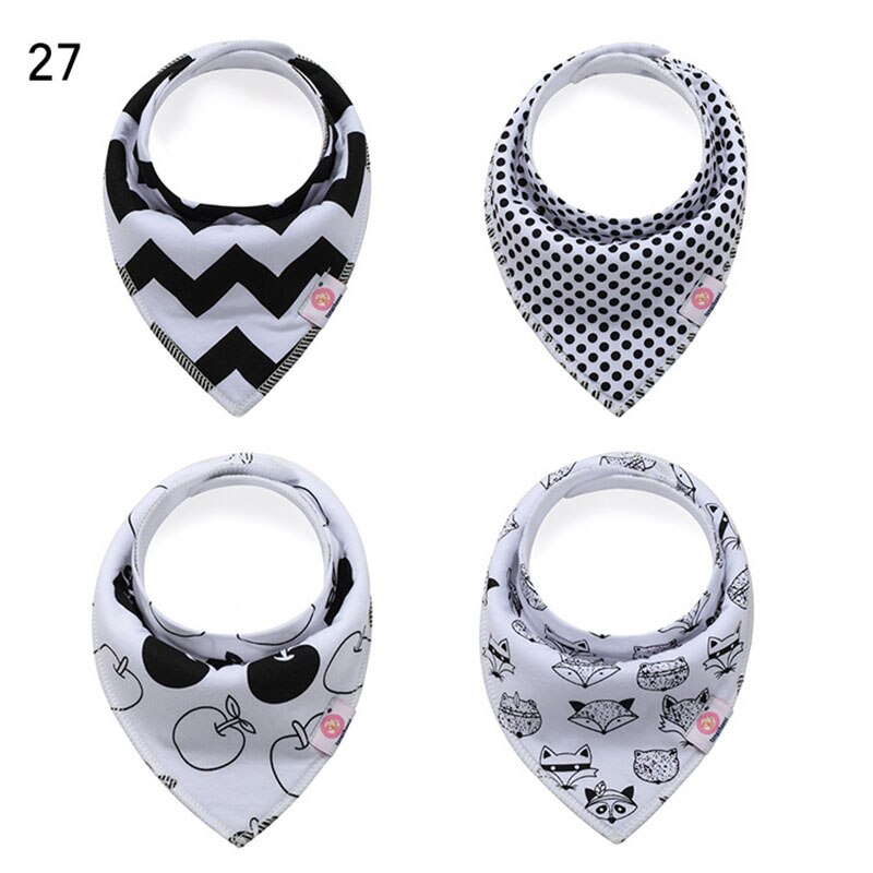 4 Pcs/lot Baby Bibs Cotton Thick Water Absorption Baby Scarf Newborn Bib Boys Girls Fashion Triangle Towel Kids Thing