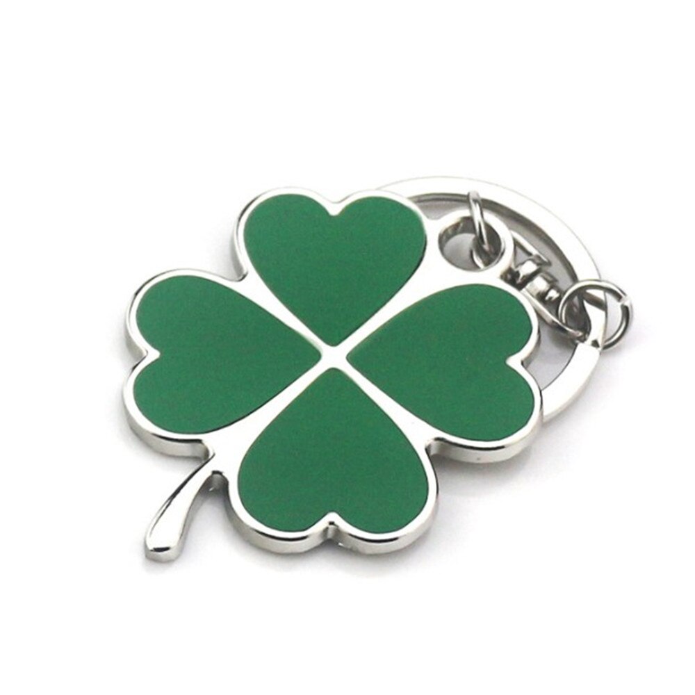 Stainless Green Leave Keychain Fashion Creative Beautiful Four Leaves Clover Steel Lucky Key Chain Key Rings Jewelry