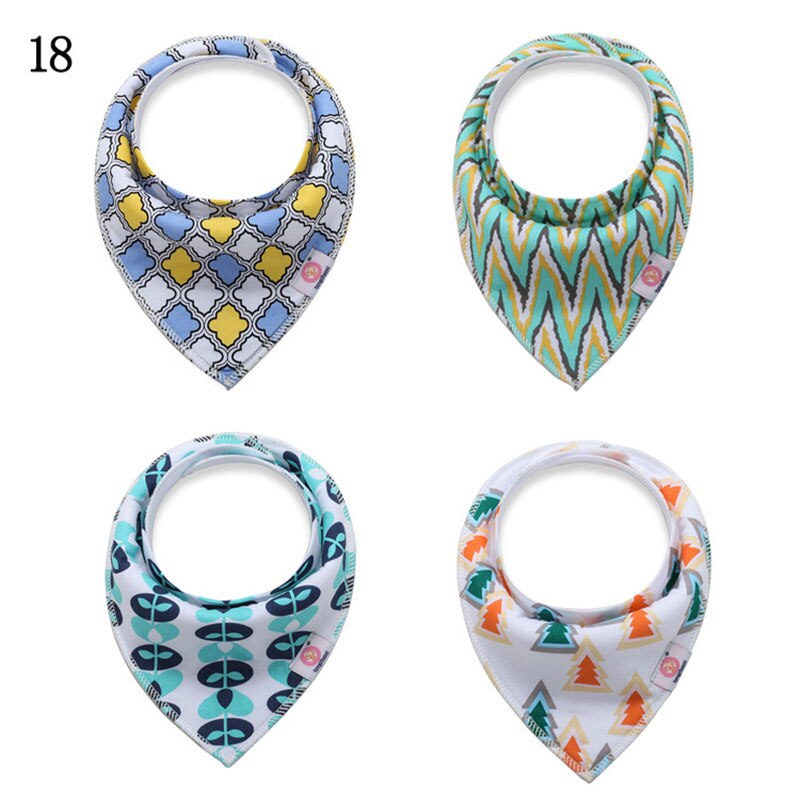 4 Pcs/lot Baby Bibs Cotton Thick Water Absorption Baby Scarf Newborn Bib Boys Girls Fashion Triangle Towel Kids Thing