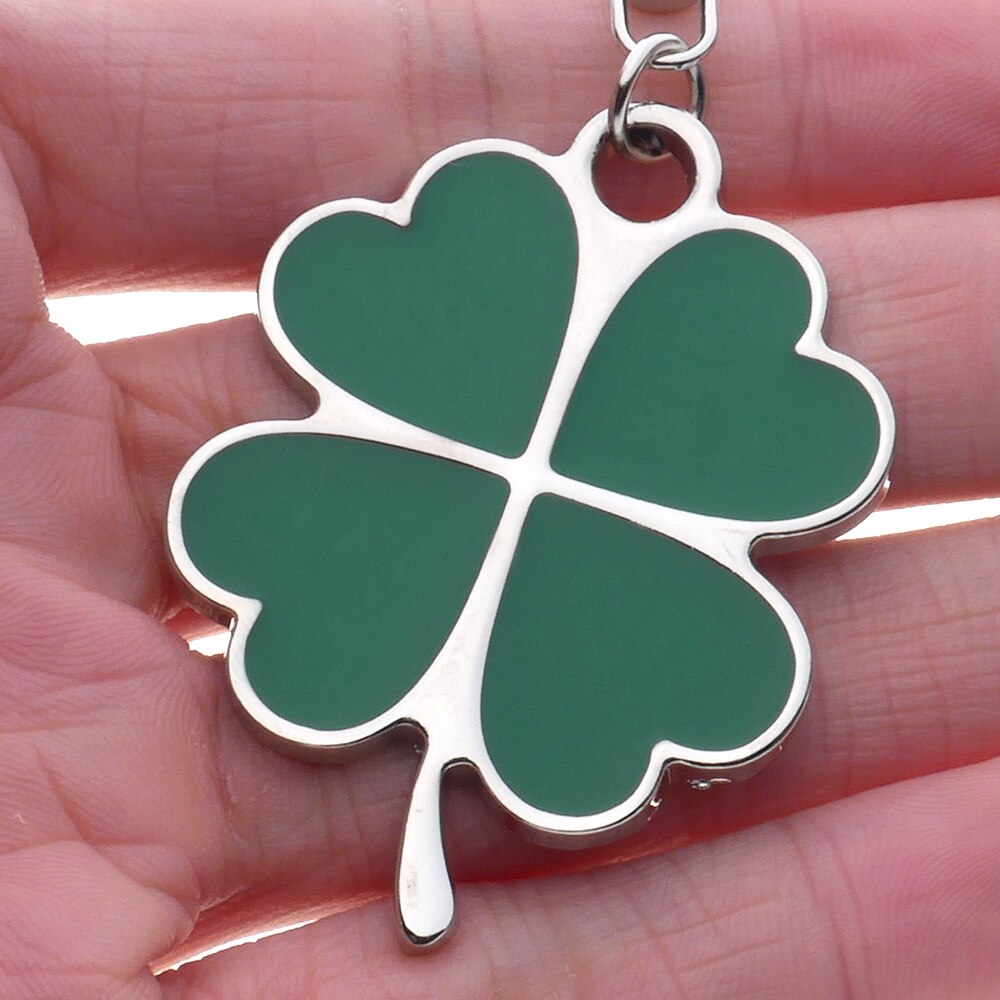 Stainless Green Leave Keychain Fashion Creative Beautiful Four Leaves Clover Steel Lucky Key Chain Key Rings Jewelry