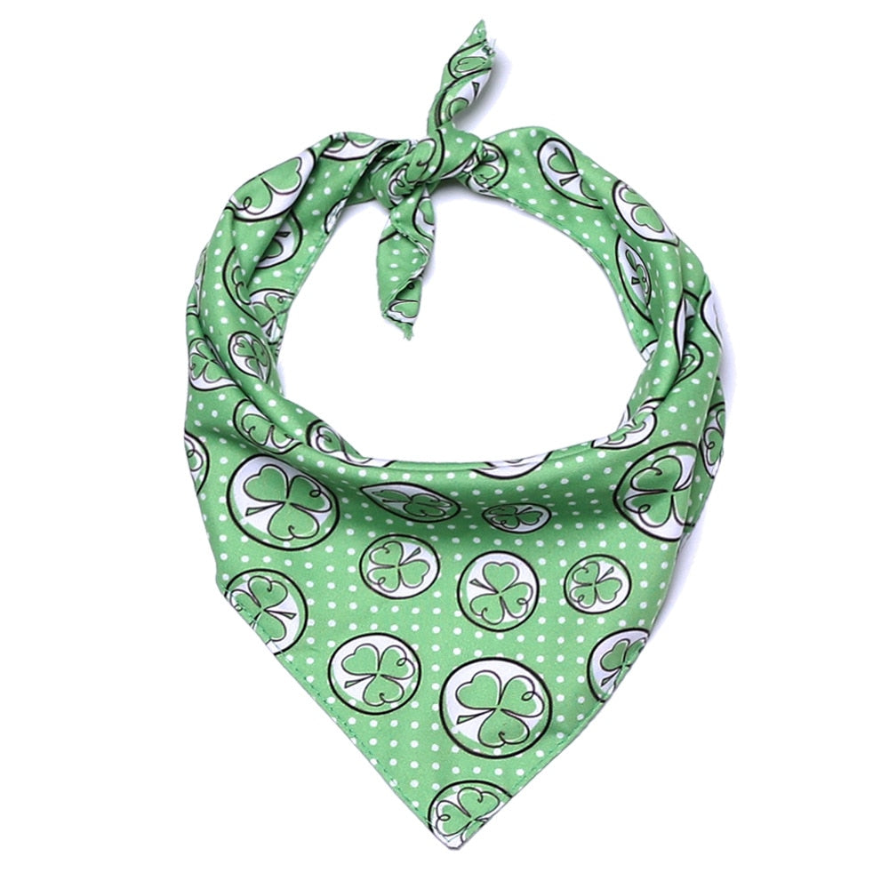 Dog or Cat Bandana For Small Large Dogs Green Lucky Clover Dog Bibs Scarf Washable Cozy Cotton St. Patrick's Day Pet Saliva Accessories