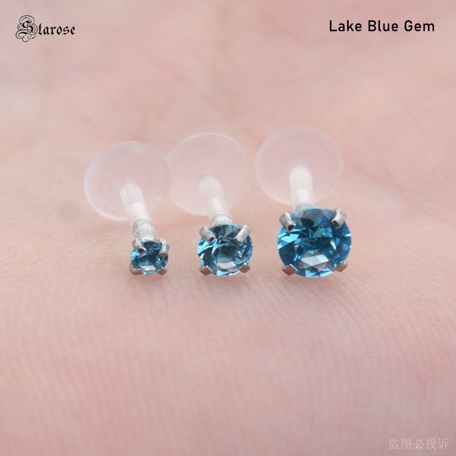 2Pcs 1.2x6/8mm Acrylic Nose Piercing Labret Stud Nose Rings Zircon Lip Piercing Jewel Ear Piercing Helix Tragus Earrings