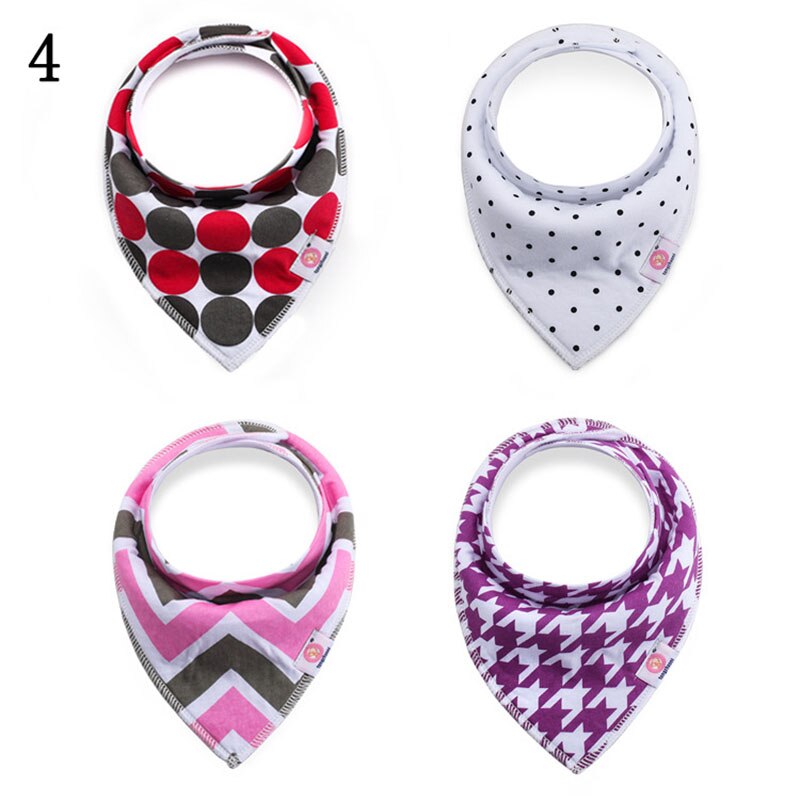 4 Pcs/lot Baby Bibs Cotton Thick Water Absorption Baby Scarf Newborn Bib Boys Girls Fashion Triangle Towel Kids Thing