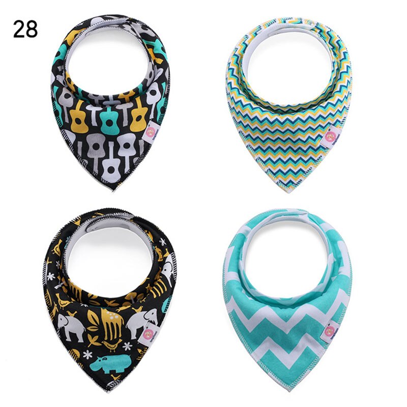 4 Pcs/lot Baby Bibs Cotton Thick Water Absorption Baby Scarf Newborn Bib Boys Girls Fashion Triangle Towel Kids Thing