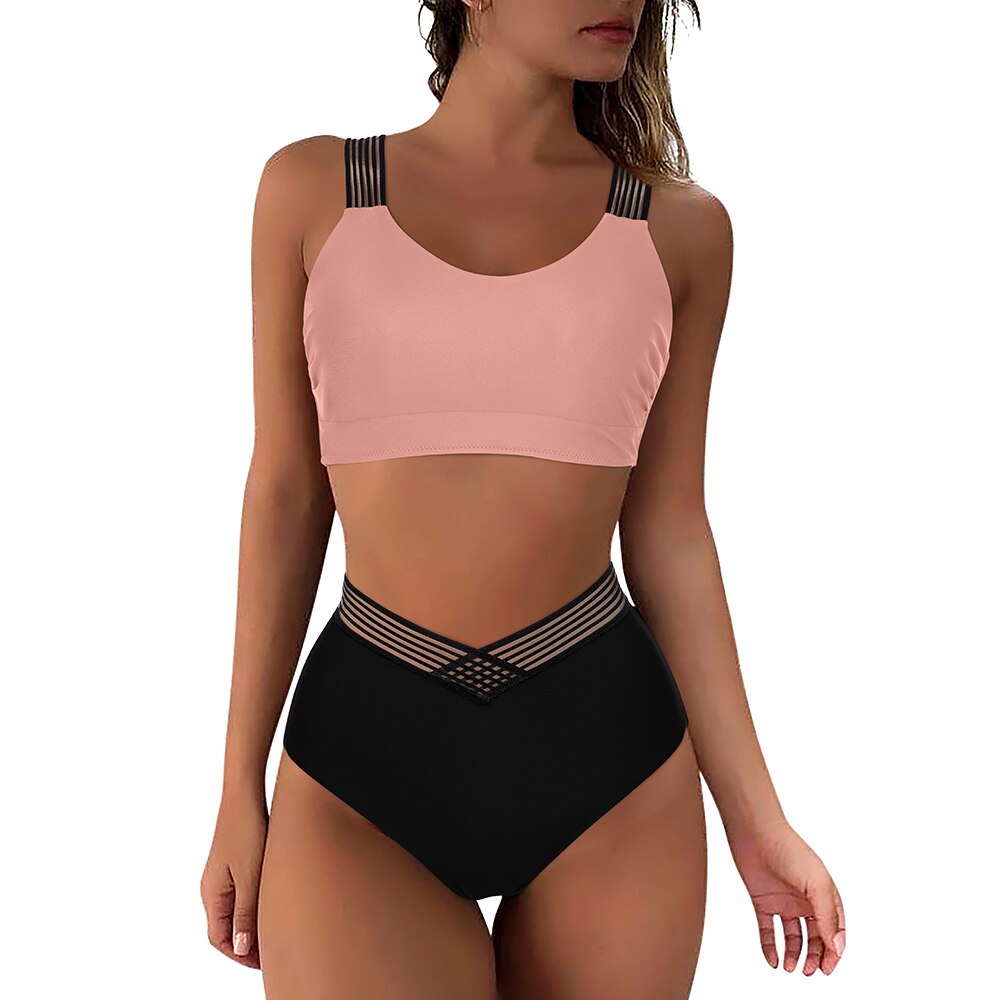 Bikini Women Push Up High Waist Sexy Bikini Set Two Piece Swimwear Beachwear Woman Solid Bathing Suits Swimsuit Women 2023