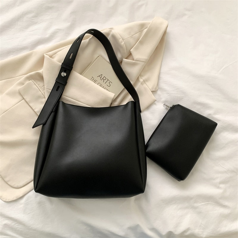 LEFTSIDE Fashion Leather Tote Bag for Women 2022 Tend Female Simple Large High Capacity Shoulder Side Bag Handbags and Purses