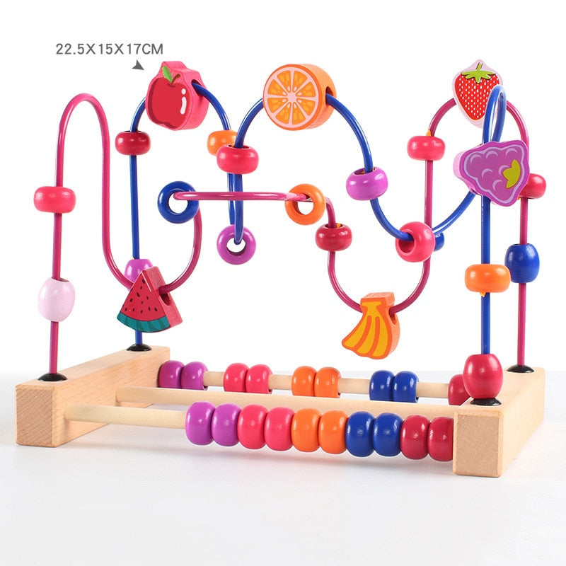 Baby Montessori Early Learning Educational Math Toys Wooden Circles Bead Wire Maze Abacus Puzzle Toys For Kids Boy Girl Gift