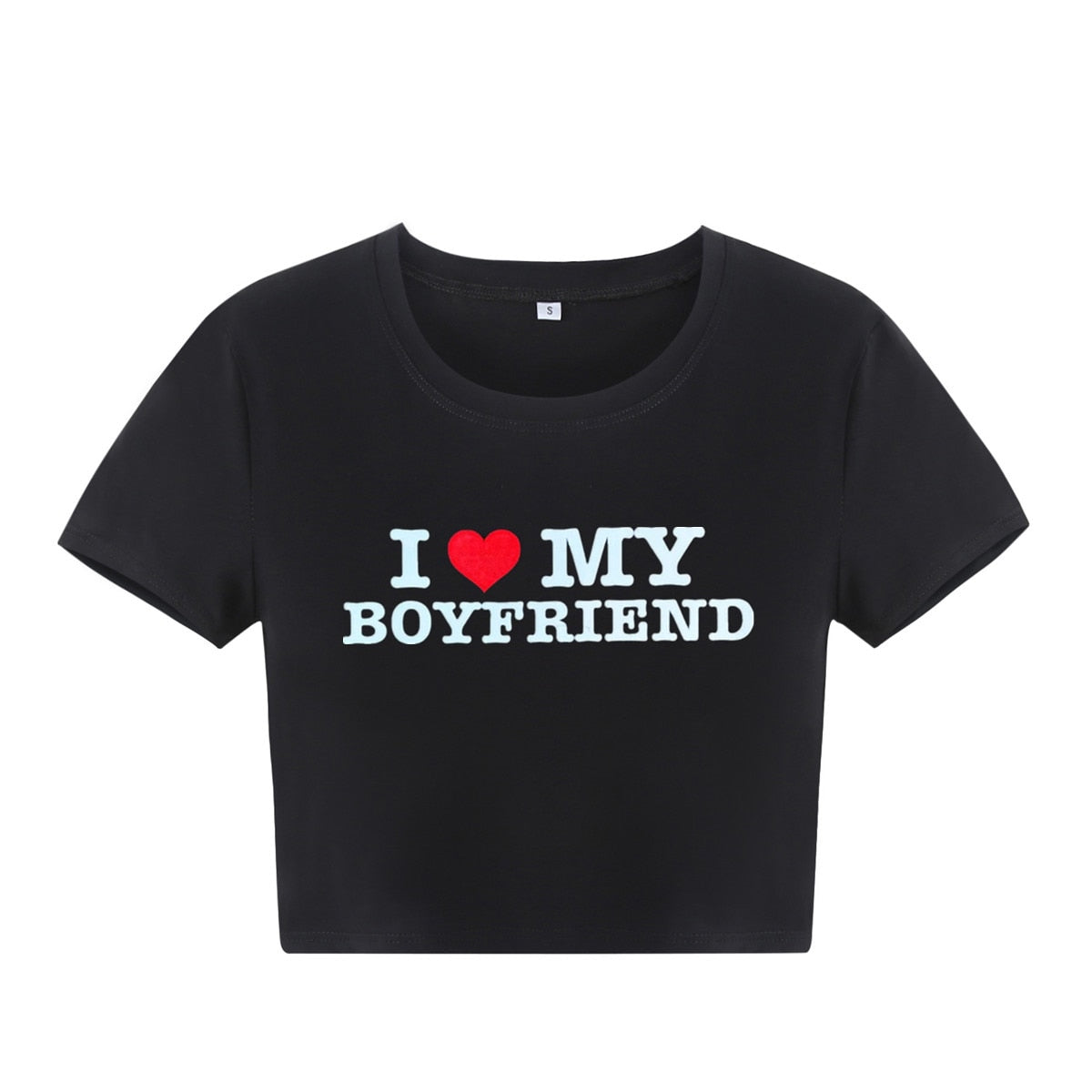 I LOVE MY BOYFRIEND Summer Fashion Girls Cotton Crop Tee Short Short Sleeve Women T-Shirt