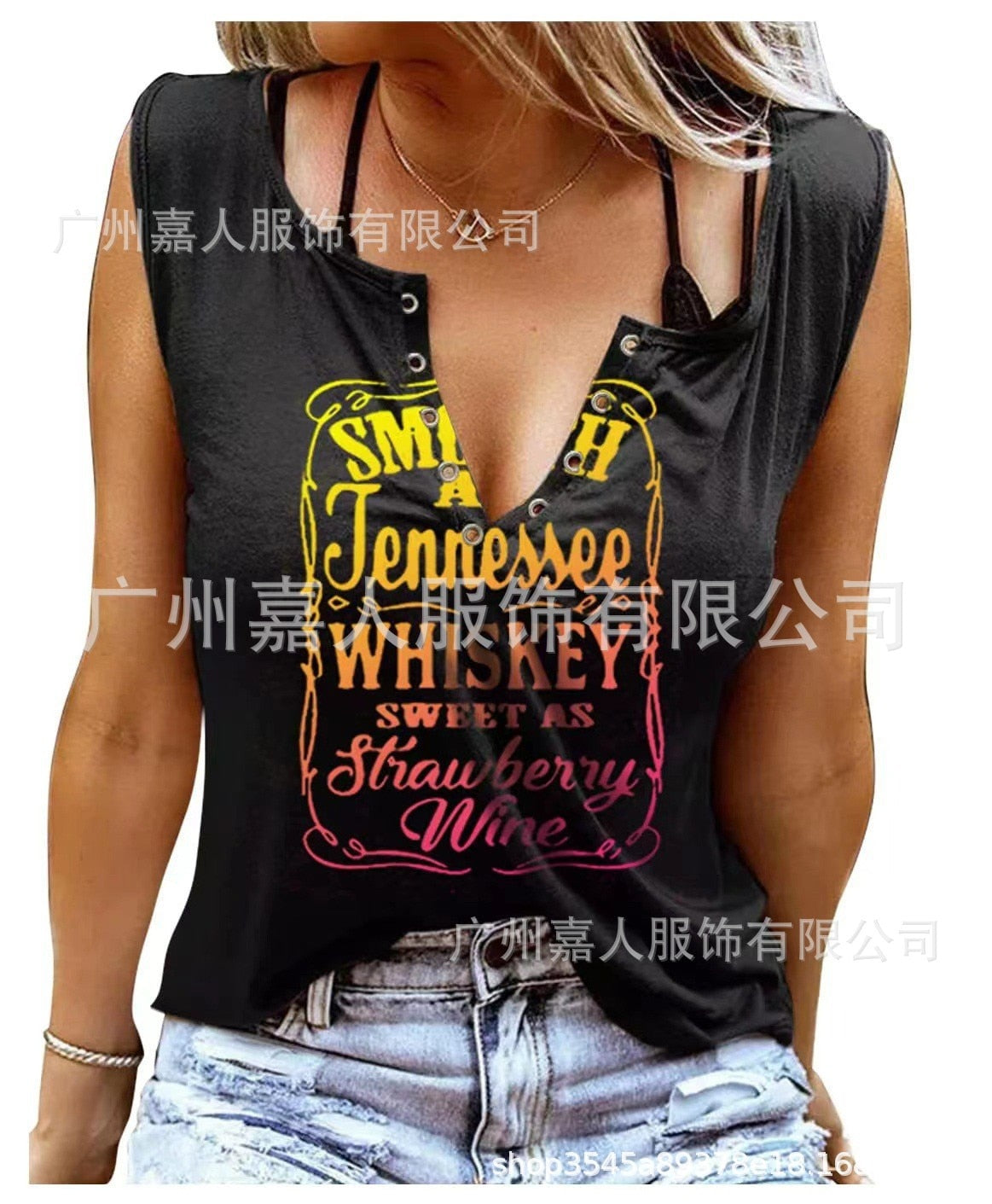 Tank Women&#39;s Vest Funny Letter Print V-neck Sleeveless T-shirt Camiseta Sin Mangas Sexy Para Mujer майка без рукавов Korean Tank