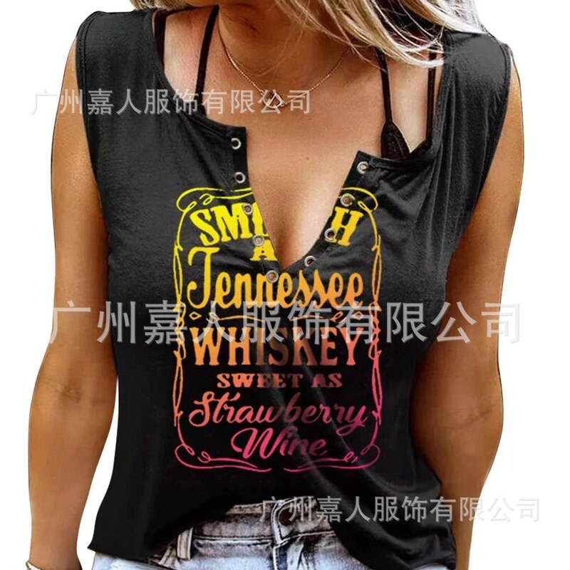 Tank Women&#39;s Vest Funny Letter Print V-neck Sleeveless T-shirt Camiseta Sin Mangas Sexy Para Mujer майка без рукавов Korean Tank