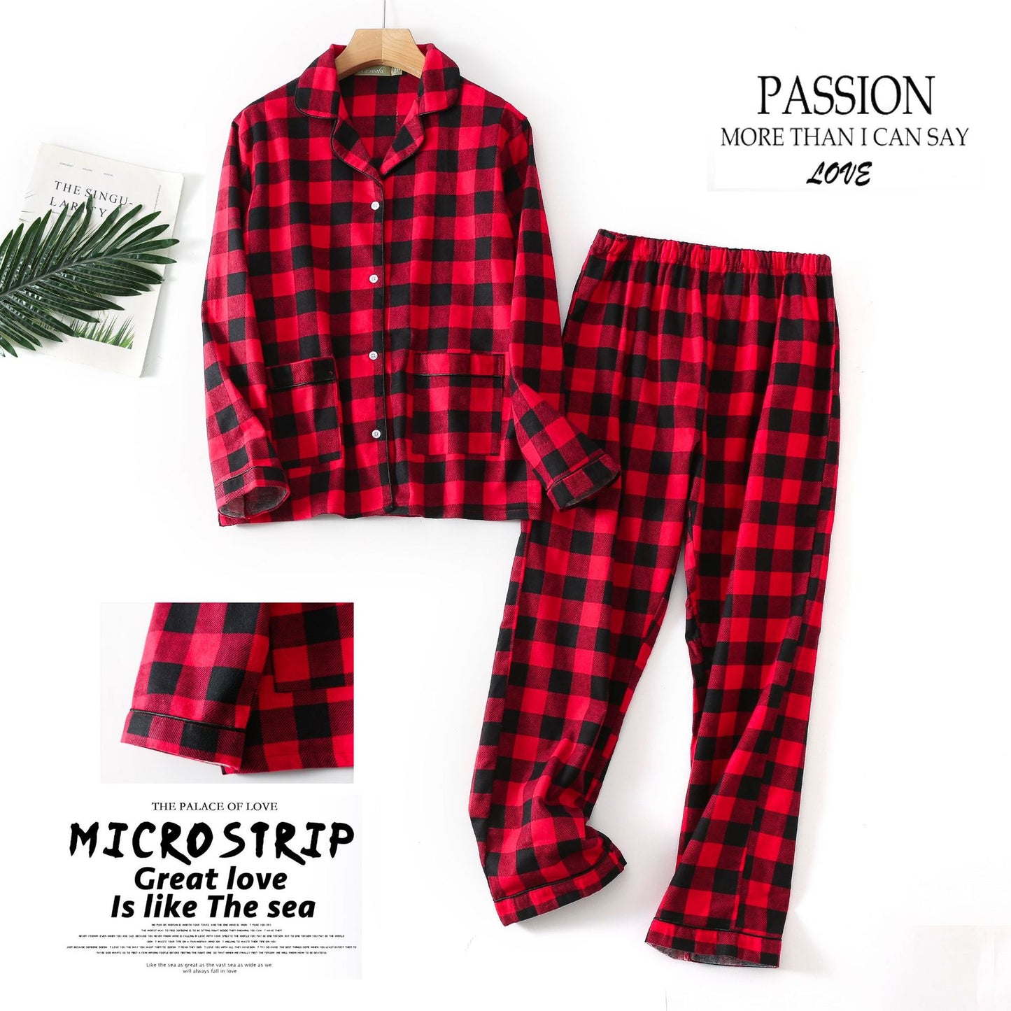 Women&#39;s Pajamas Plus Size S-XXXL Clothes Ladies Flannel Cotton Home Wear Suit Autumn Winter Pajamas Plaid Print Sleep Tops