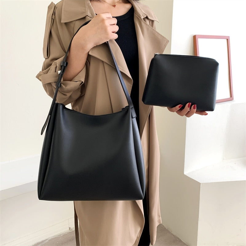 LEFTSIDE Fashion Leather Tote Bag for Women 2022 Tend Female Simple Large High Capacity Shoulder Side Bag Handbags and Purses