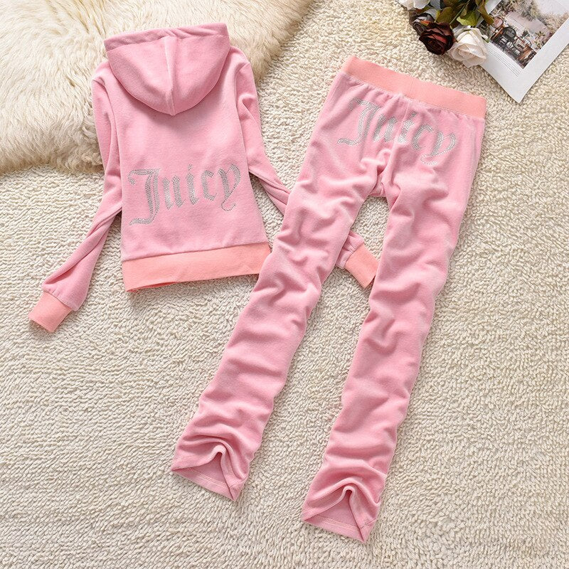 2023 Juicy Coutoure Women's 2 Piece Set Tracksuit Brand Velour Suit Female Sportswear Hoodies and Pants Trousers Pant Sets Suits