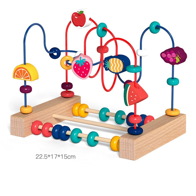 Baby Montessori Early Learning Educational Math Toys Wooden Circles Bead Wire Maze Abacus Puzzle Toys For Kids Boy Girl Gift