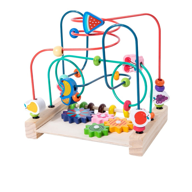 Baby Montessori Early Learning Educational Math Toys Wooden Circles Bead Wire Maze Abacus Puzzle Toys For Kids Boy Girl Gift