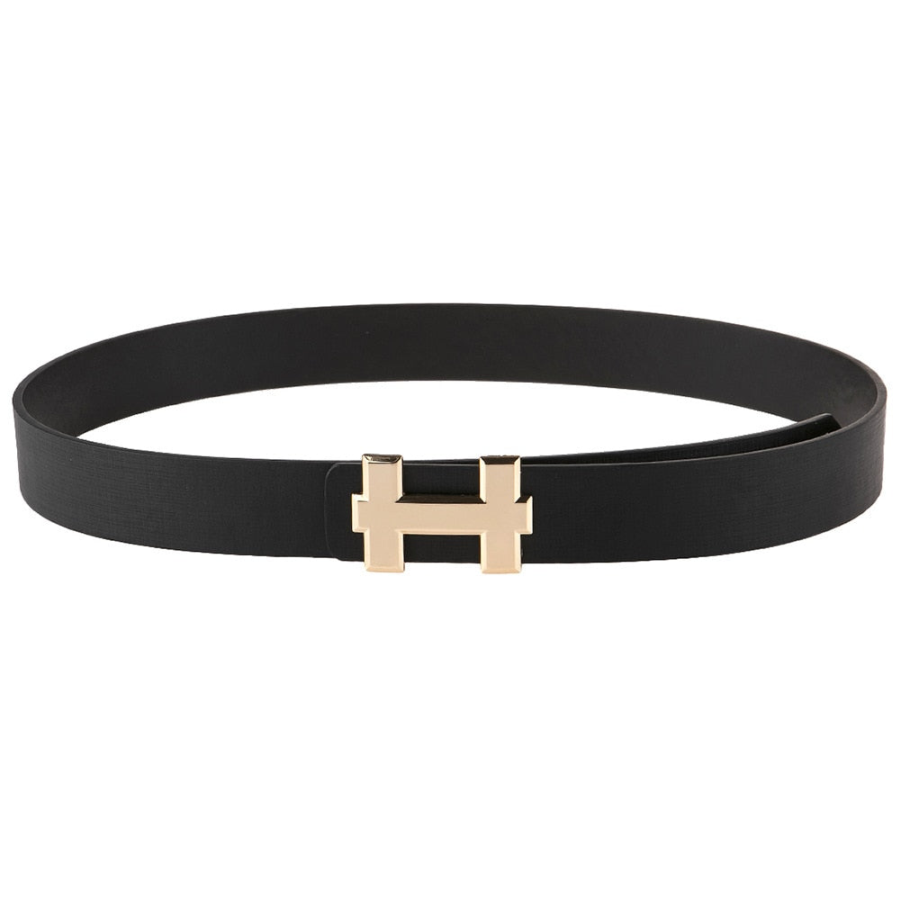 Luxury Designer Gold H Brand Belt Men Youth High Quality Male PU Leather Women Belt Accessories for Teens Jeans Belt Black 3.3cm