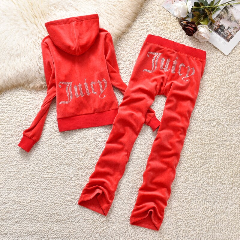 2023 Juicy Coutoure Women's 2 Piece Set Tracksuit Brand Velour Suit Female Sportswear Hoodies and Pants Trousers Pant Sets Suits