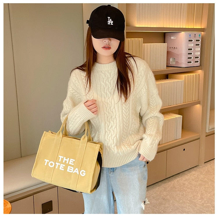 Casual Canvas Large Capacity Tote Bag Women Handbags Designer Letters Shoulder Crossbody Bags Luxury Big Shopper Bag Purse 2022