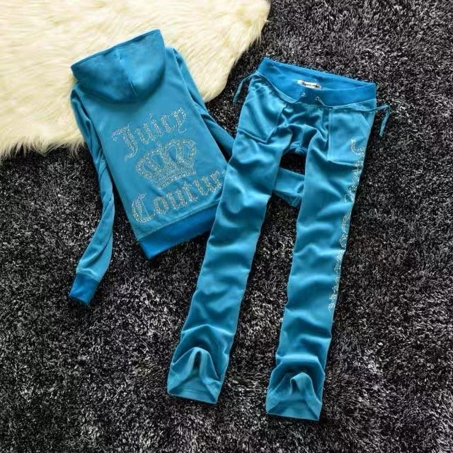 Juicy Coutoure Tracksuit Women&#39;s Brand Velour Tracksuit Suit Women Velvet Juicy Sweatshirts and Pants with Diamonds Pant Sets