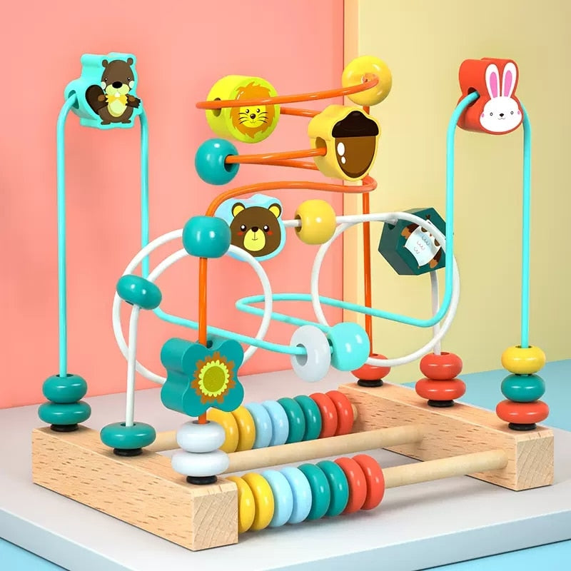 Baby Montessori Early Learning Educational Math Toys Wooden Circles Bead Wire Maze Abacus Puzzle Toys For Kids Boy Girl Gift