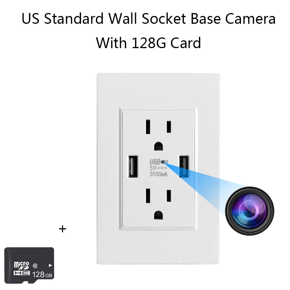 US Standard Socket Base Mini Camera Wifi Remote Monitoring HD Power Outlets Wireless IP Camera 24/7 Home Security Surveillance