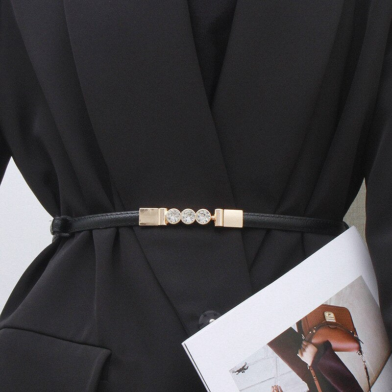 Women Leather Thin Belt Metal Simple Hook Buckle Adjustable Waist Strap For Trouser Dress Brand Designer Decoration Waistband